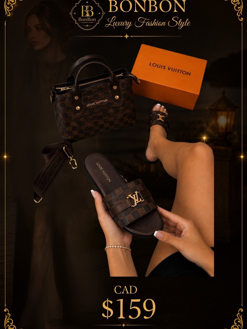 Women's Slide Sandals & Matching Handbag Set EU 37-41